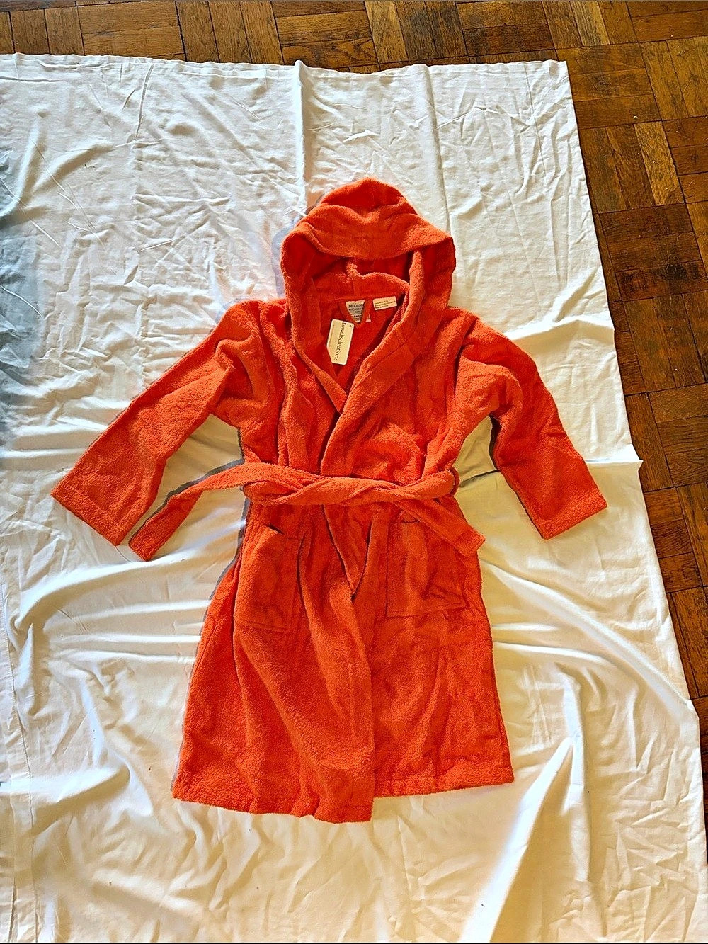 MELSIMO Hooded Terry Robe in Orange Kids Large (10) NWT